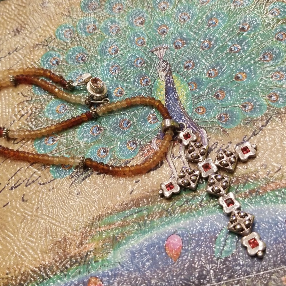 COPY - Grossular Garnet Sterling Cross Pendant Necklace
